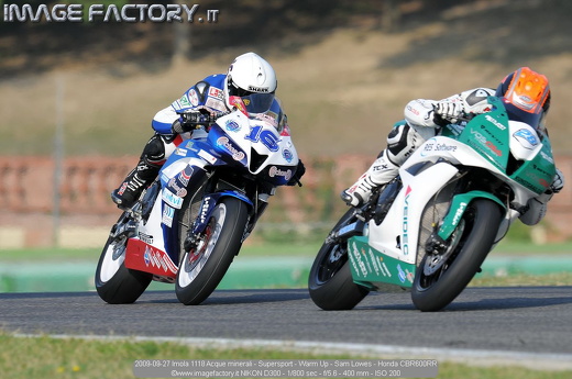 2009-09-27 Imola 1118 Acque minerali - Supersport - Warm Up - Sam Lowes - Honda CBR600RR